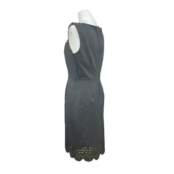 Muse Women's Sheath Dress‎ Size 6 Gray Green Silk Eyelets Career Sophisticated - Picture 5 of 9
